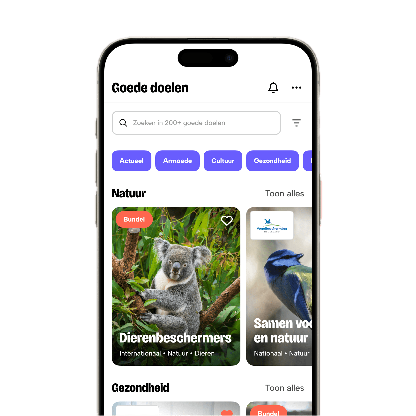 image of the goodshift app featuring how you can Vind goede doelen die bij jou passen