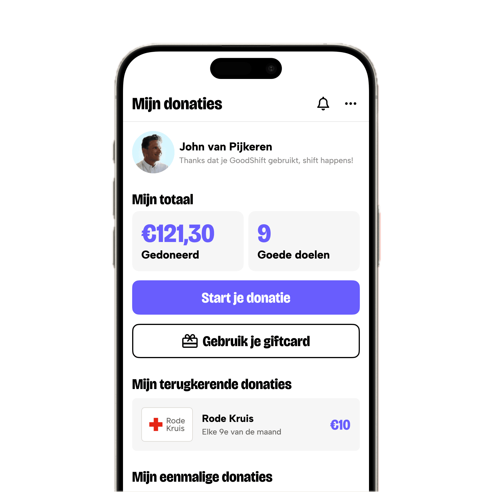 image of the goodshift app featuring how you can Doneer op jouw manier